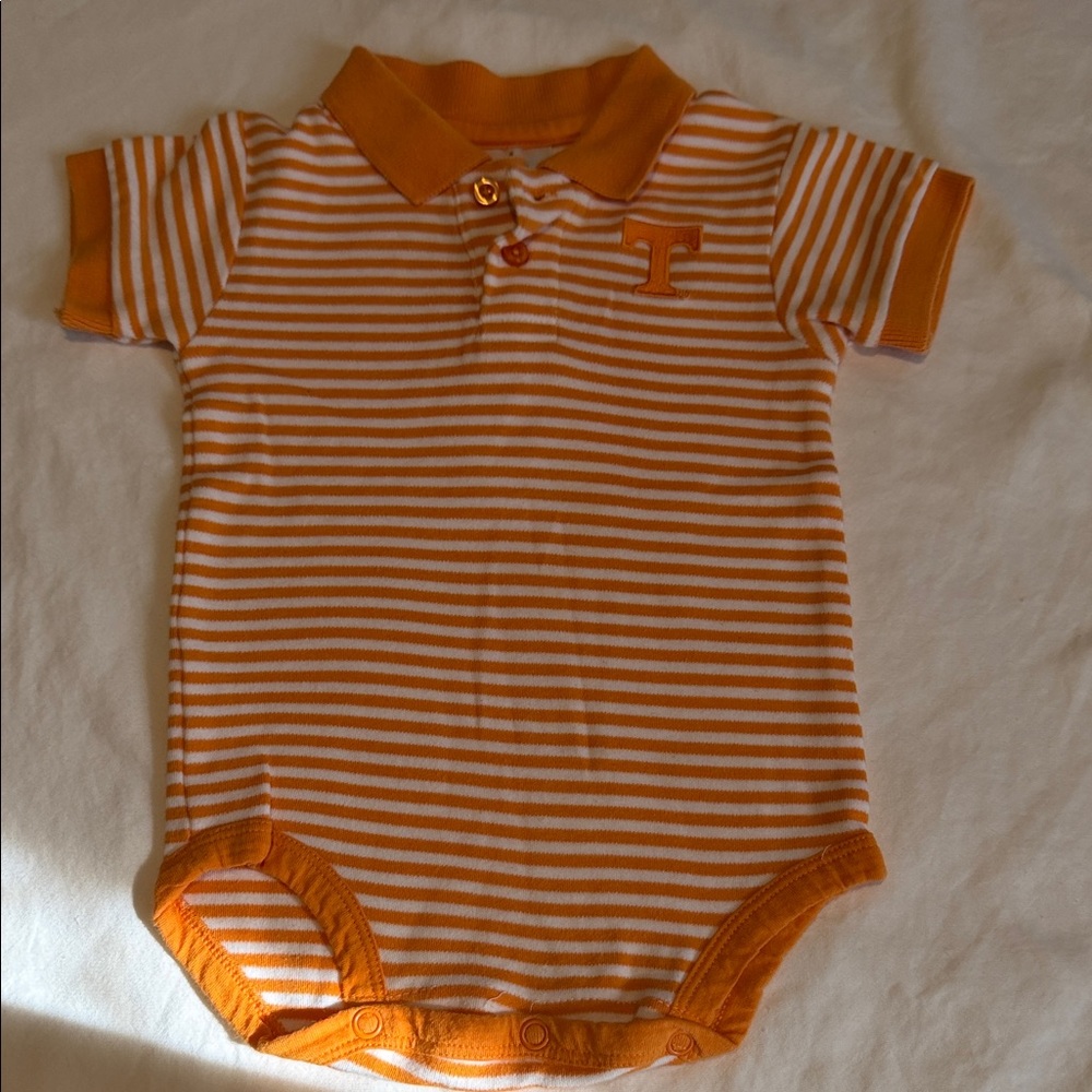 University of Tennessee Striped Orange and White Baby Onesie